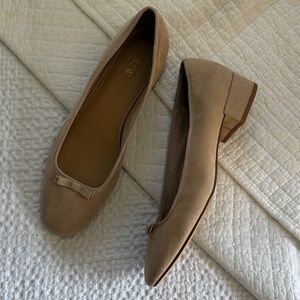 J. Crew Tan Suede Low Block Heel